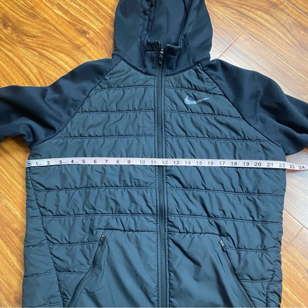 Nike Men's Black Hooded Partial Quilted Puffer Jacket Size Large Outdoor Active - Picture 14 of 16